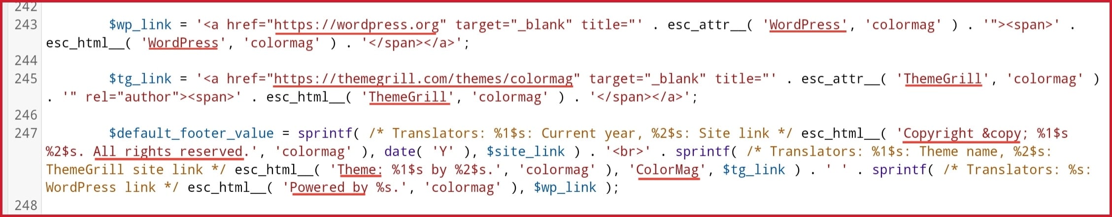 How To Change The Footer Copyright Text Of ColorMag WordPress Theme 2 colormag footer copyright - WebPlover